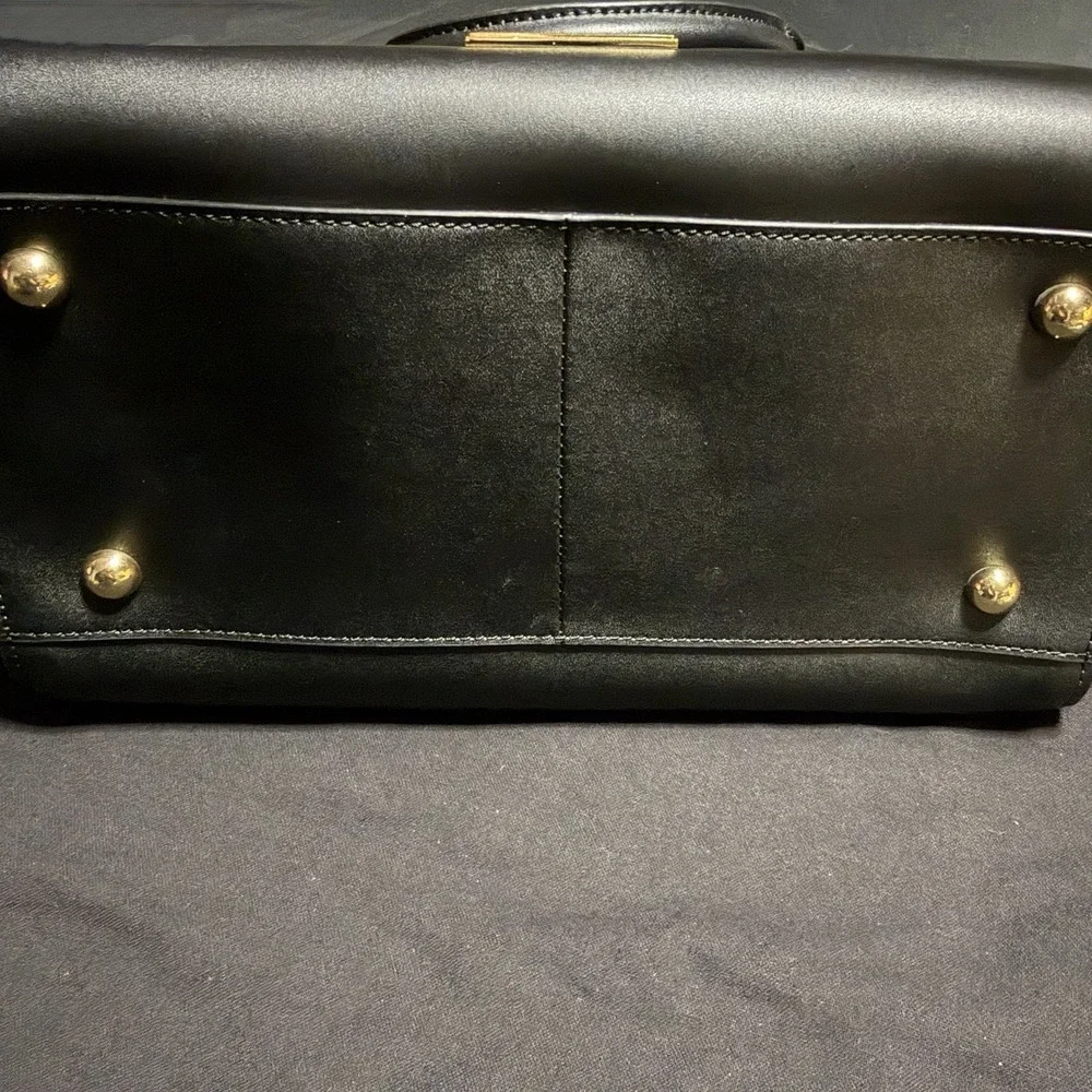 ZAC Zac Posen Eartha Black Leather Satchel Crossbody Bag Gold Dust Bag